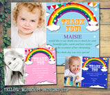 Rainbow Photo Thanks Personalised Birthday Thank You Cards Printed Kids Child Boys Girls Adult