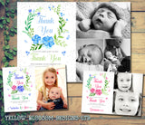 Photo Thank You Cards Boys Girls Cute Floral Wreath