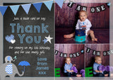 Premium Personalised Birthday Christening Thank You Cards Photo Boy Girl Twins