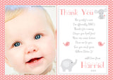 Elephant & Bird Thank You Cards With Photo