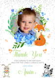 Woodland Animals Thank You Cards With Photo