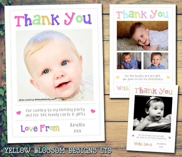 Cute Thank You Cards With Photos - Custom Personalised Thank You Cards - Yellow Blossom Designs Ltd
