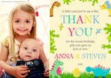 Dinosaur Thank You Cards With Photo - Custom Personalised Thank You Cards - Yellow Blossom Designs Ltd