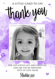 Watercolour Photo Thank You Cards - Custom Personalised Thank You Cards - Yellow Blossom Designs Ltd