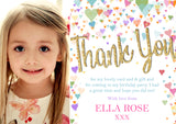 Hearts Photo - Custom Personalised Thank You Cards - Yellow Blossom Designs Ltd