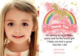 Unicorn Rainbow Photo - Custom Personalised Thank You Cards - Yellow Blossom Designs Ltd