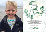 Classic Greenery Thank Yous With Photo - Custom Personalised Thank You Cards - Yellow Blossom Designs Ltd
