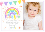 Personalised Rainbow Party Thank You Cards With Photo