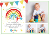 Personalised Rainbow Party Thank You Cards With Photo
