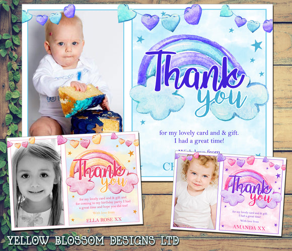 Watercolour With Photo - Custom Personalised Thank You Cards - Yellow Blossom Designs Ltd