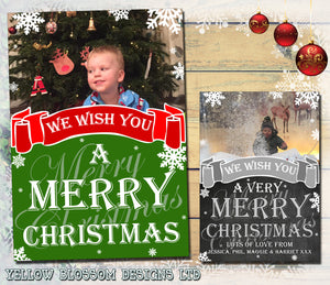 A Very Merry Christmas Personalised Folded Flat Christmas Photo Cards Family Child Kids ~ QUANTITY DISCOUNT AVAILABLE