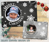 Swirls & Snowflakes Blackboard Personalised Folded Flat Christmas Photo Cards Family Child Kids ~ QUANTITY DISCOUNT AVAILABLE