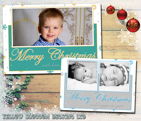 Landscape Photo Card Personalised Folded Flat Christmas Photo Cards Family Child Kids ~ QUANTITY DISCOUNT AVAILABLE