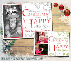 Happy Christmas Personalised Folded Flat Christmas Photo Cards Family Child Kids ~ QUANTITY DISCOUNT AVAILABLE