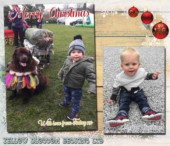Baby Photo Card Personalised Folded Flat Christmas Photo Cards Family Child Kids ~ QUANTITY DISCOUNT AVAILABLE