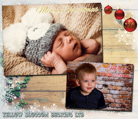 Full Photo Card Personalised Folded Flat Christmas Photo Cards Family Child Kids ~ QUANTITY DISCOUNT AVAILABLE