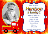 Fireman Sam Fire Engine Party Invitations - Birthday Invites Boy Girl Joint Party