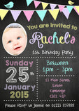 Chalkboard Bunting Photo Joint Boy Girl Party Invitations - Children's Kids Child