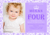 Princess Prince Photo Party One Two Three Four Invitations - Boy Girl Joint Party Invites Twins Unisex Printed Children's Kids Child ~ QUANTITY DISCOUNT AVAILABLE