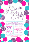 Glitter Effect Party Invitations - Boy Girl Unisex Joint Birthday Invites Boy Girl Joint Party Twins Unisex Printed ~ QUANTITY DISCOUNT AVAILABLE