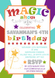 Magic Show Party Invitations - Birthday Invites Boy Girl Joint Party Twins Unisex Printed Children's Kids Child ~ QUANTITY DISCOUNT AVAILABLE