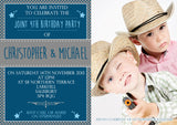 Boys Girls Twins Adult Kid Joint Party Invitations - Children's Kids Child Birthday Invites Twin Joint Party Unisex Printed. 18th 21st 30th 40th 50th 60th ~ QUANTITY DISCOUNT AVAILABLE - YellowBlossomDesignsLtd