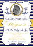 All Aboard Nautical Photo Party Invitations - Birthday Invites Boy Girl Joint Party Twins