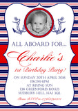 All Aboard Nautical Photo Party Invitations - Birthday Invites Boy Girl Joint Party Twins
