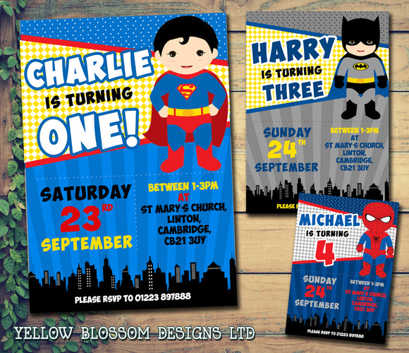 Combined Party Invitation Template Joint Boy Super Hero and 