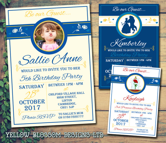 Be Our Guest Party Invitations - Boy Girl Joint Party Invites Twins Unisex Printed Children's Kids Child ~QUANTITY DISCOUNT AVAILABLE - YellowBlossomDesignsLtd