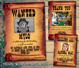 WANTED Poster Cowboy Cowgirl Photo Party Invitations - Children's Kids Child Birthday Invites Joint Party Unisex Printed ~ QUANTITY DISCOUNT AVAILABLE