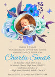 Rustic Flower Cream Photo Party Invitations - Birthday Invites Boy Girl Joint Party Twins Unisex Printed Children's Kids Child ~ QUANTITY DISCOUNT AVAILABLE