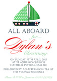 Nautical All Aboard - Christening Invitations Boy Girl Unisex Twins Baptism Naming Day Ceremony Celebration Party  ~ QUANTITY DISCOUNT AVAILABLE