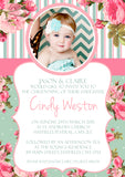 Roses Rustic Vintage Joint Celebration Party - Christening Invitations Boy Girl Unisex Twins Baptism Naming Day Ceremony Celebration Party ~ QUANTITY DISCOUNT AVAILABLE