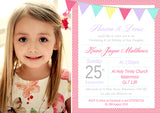 Photo Celebration Party - Christening Invitations Joint Boy Girl Unisex Twins Baptism Naming Day Ceremony Celebration Party ~ QUANTITY DISCOUNT AVAILABLE