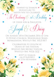 Vintage Classic Roses - Christening Invitations Joint Boy Girl Unisex Twins Baptism Naming Day Ceremony Celebration Party ~ QUANTITY DISCOUNT AVAILABLE