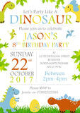 Dinosaur Party Invitations - Birthday Invites Boy Girl Joint Party Twins Unisex Printed Children's Kids Child ~ QUANTITY DISCOUNT AVAILABLE