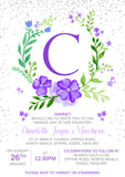 Christening Invitations Naming Day Baptism Floral Wreath