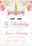 Magical Fantasy Unicorn Birthday Party Invitations ~ Personalised ~ Glitter Effect