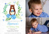 Boys Girls Deer Bear Woodland Photo Birthday Invitations ~ Quality Invites