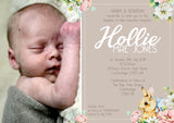 Cute Floral Rabbit Christening Baptism Ceremony Naming Day Invites