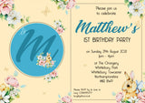 Initial Invitations ~ Any Occasion - Personalised Custom - Yellow Blossom Designs Ltd