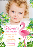 Tropical Birthday Party Invites Flamingo