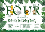 Personalised Jungle Birthday Party Invitations Invites One Two Three Four Kid - Personalised Custom - Yellow Blossom Designs Ltd