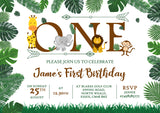 Personalised Jungle Birthday Party Invitations Invites One Two Three Four Kid - Personalised Custom - Yellow Blossom Designs Ltd