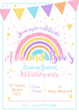 Rainbow Party Invites - Personalised Custom - Yellow Blossom Designs Ltd
