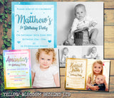 10 Personalised Invitations Photo Rainbow Birthday Christening Boy Girl Invites Naming Day Invite Notes Christmas New Born Baby … 