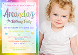 Rainbow Invitations - Personalised Custom - Yellow Blossom Designs Ltd