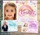 10 Personalised Photo Invites Invitations Birthday Kids Rainbow Watercolour Cute … 