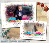 Fantasy Snowflake Border Personalised Folded Flat Christmas Photo Cards Family Child Kids ~ QUANTITY DISCOUNT AVAILABLE